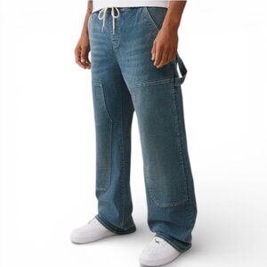 True Religion Double Knee Carpenter Jean Pants Mens Size 33x33 Ultra Baggy NWT